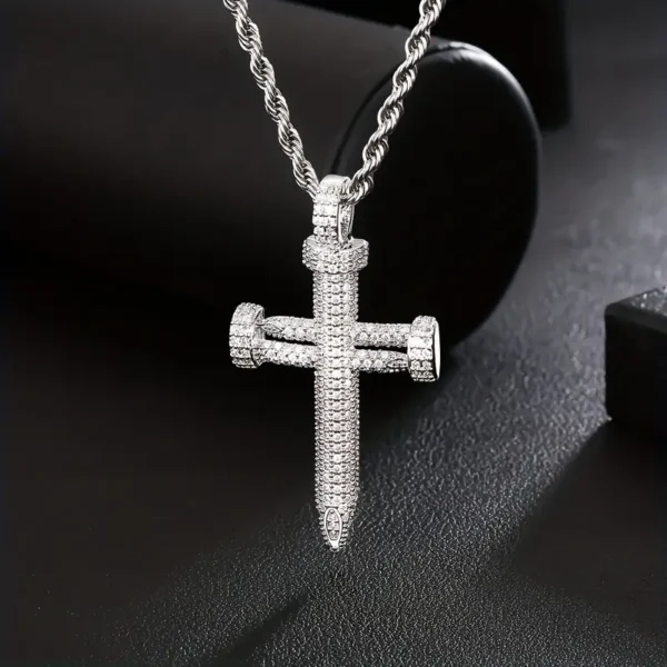 Iced Out Nail Cross CZ Pendant