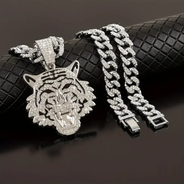 Hip Hop Iced Out Tiger Head Pendant