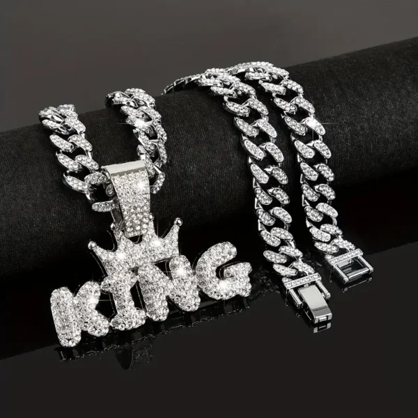 Hip Hop Iced Out Crown KING Pendant