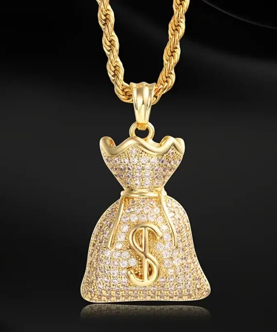 Iced Out Dollar Bag Pendant