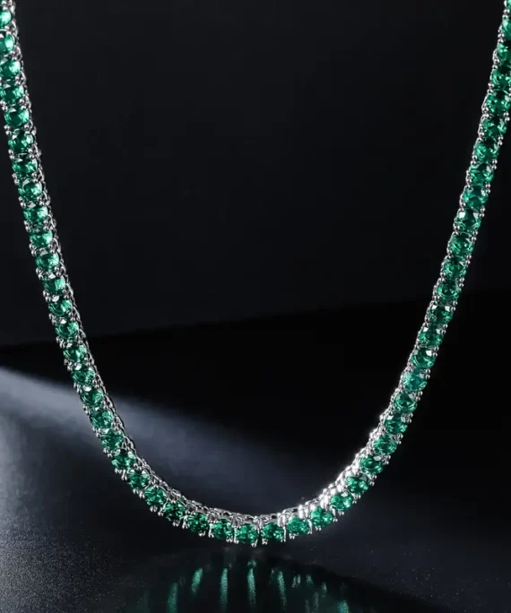 4MM Green Cubic Zirconia CZ Tennis Chain Necklace