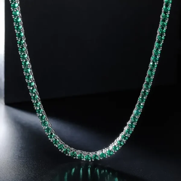 4MM Green Cubic Zirconia CZ Tennis Chain Necklace