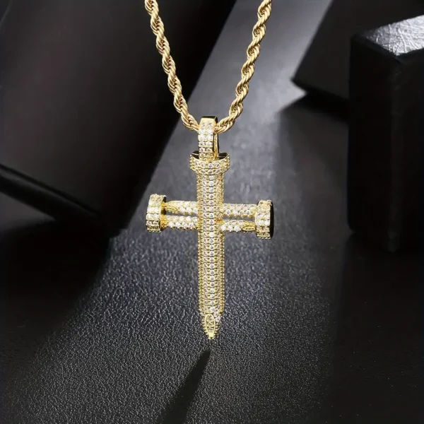 Iced Out Nail Cross CZ Pendant