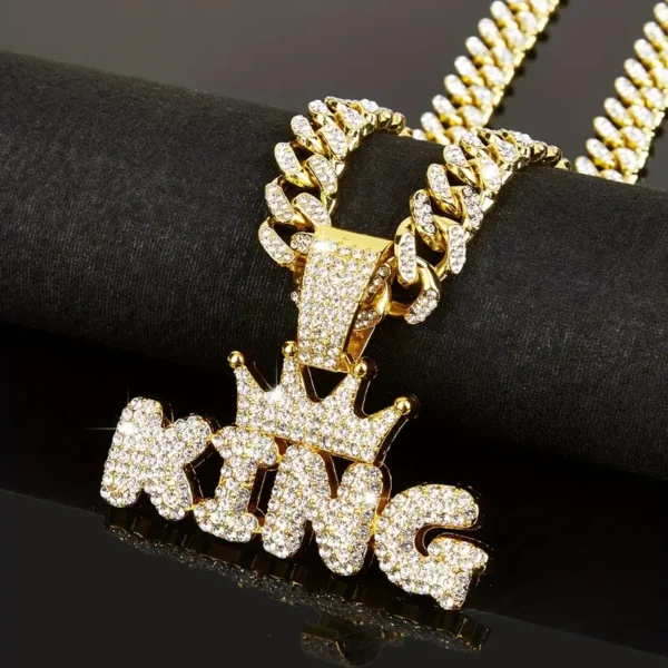 Hip Hop Iced Out Crown KING Pendant