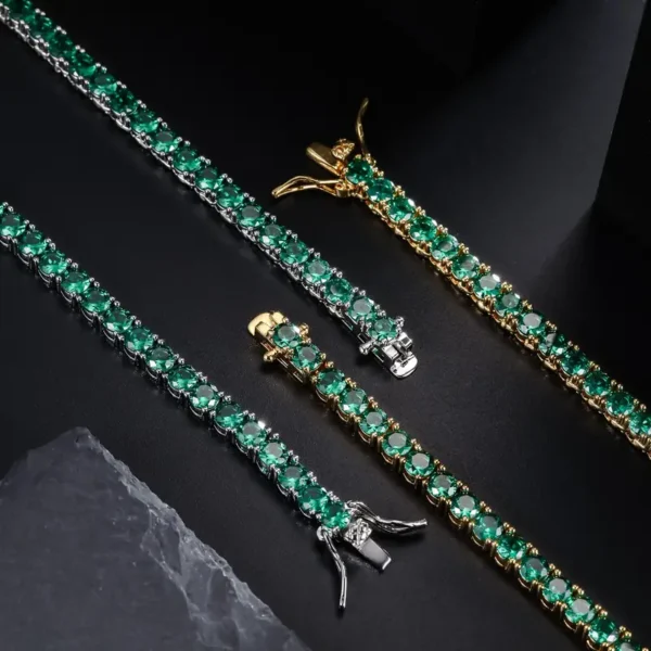 4MM Green Cubic Zirconia CZ Tennis Chain Necklace