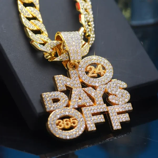 Hip Hop Iced Out NO DAYS OFF Cuban Chain Pendant