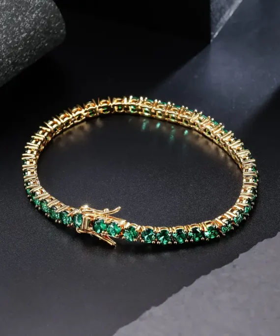 4MM Green Cubic Zirconia CZ Tennis Bracelet