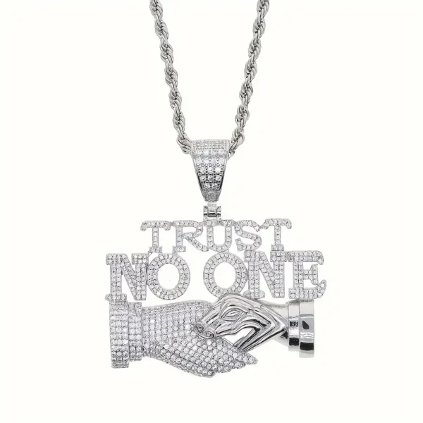 Hip Hop Iced Out CZ TRUST NO ONE Pendant