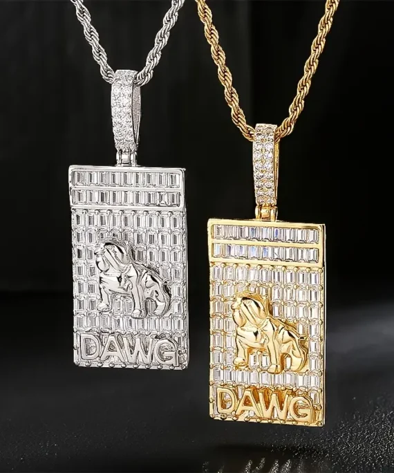 Hip Hop Iced Out Dawg Square Pendant