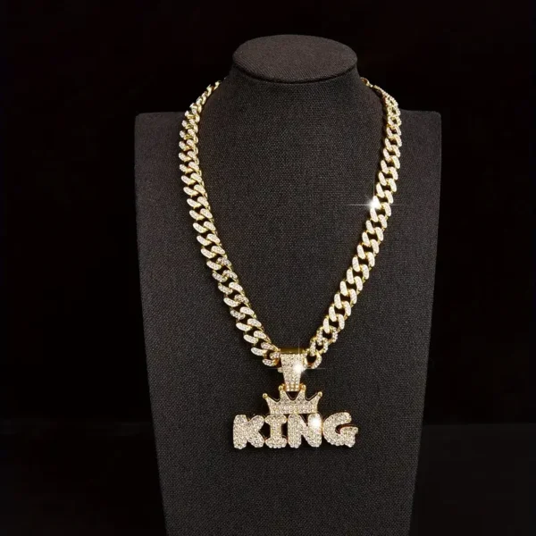 Hip Hop Iced Out Crown KING Pendant