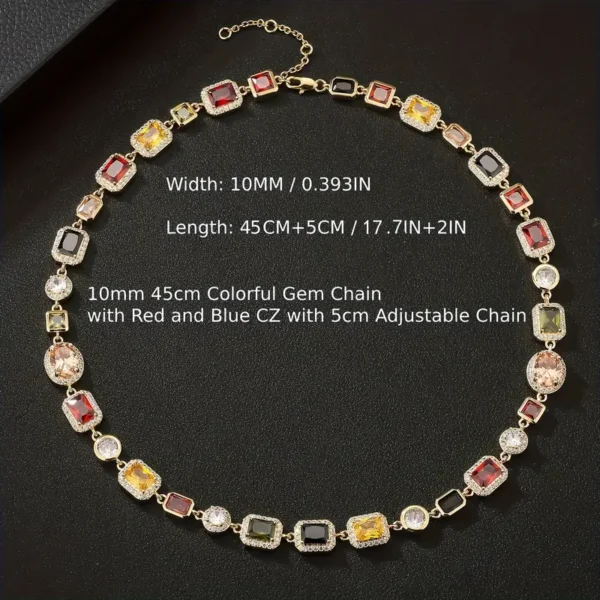 Colorful Zirconia Gemstone Chain Necklace