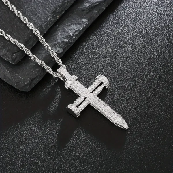 Iced Out Nail Cross CZ Pendant