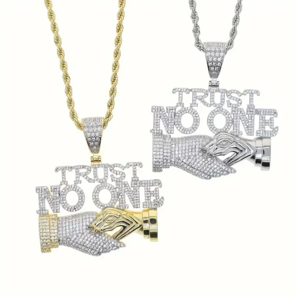 Hip Hop Iced Out CZ TRUST NO ONE Pendant