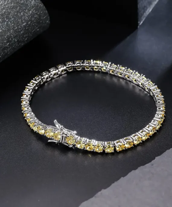 4MM Yellow Cubic Zirconia CZ Tennis Chain Necklace