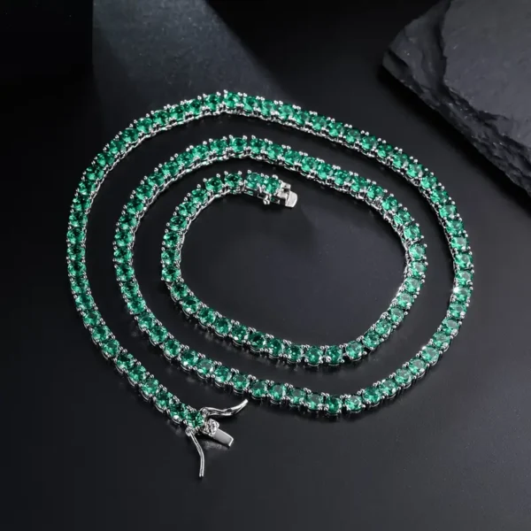 4MM Green Cubic Zirconia CZ Tennis Chain Necklace