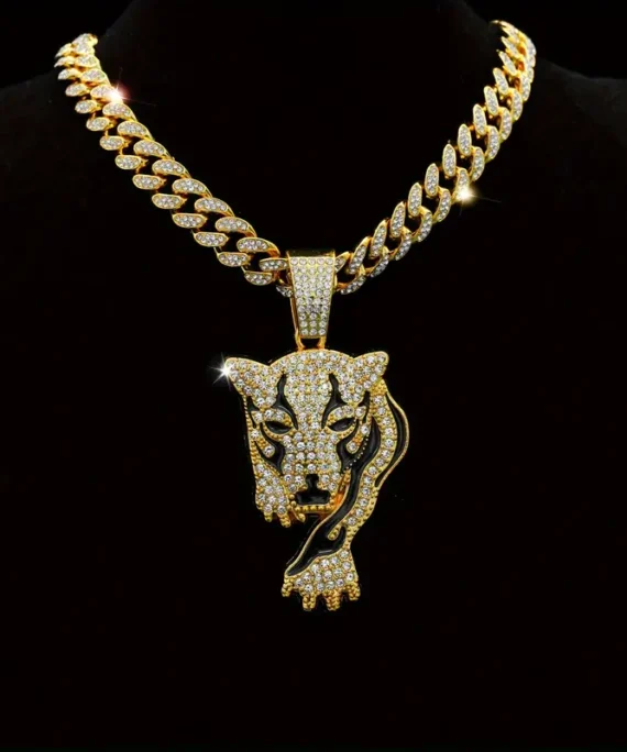 Hip Hop Iced Out Leopard Pendant