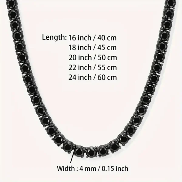 Cubic Zirconia Tennis Black Chain Necklace