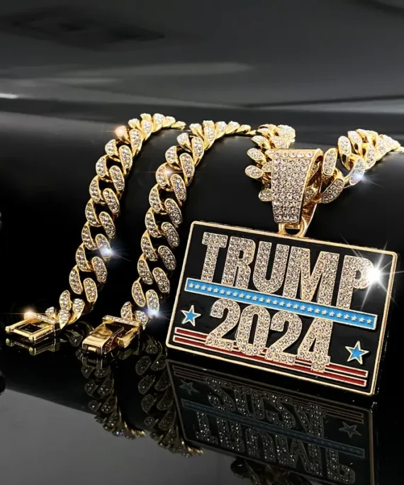 Hip Hop Iced Out Trump 2024 Pendant