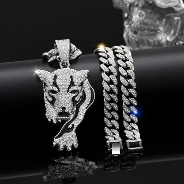 Hip Hop Iced Out Leopard Pendant