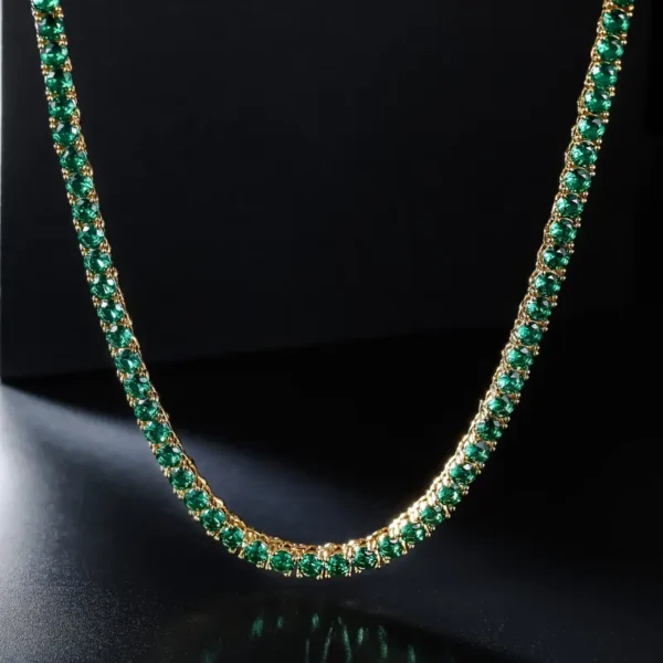 4MM Green Cubic Zirconia CZ Tennis Chain Necklace