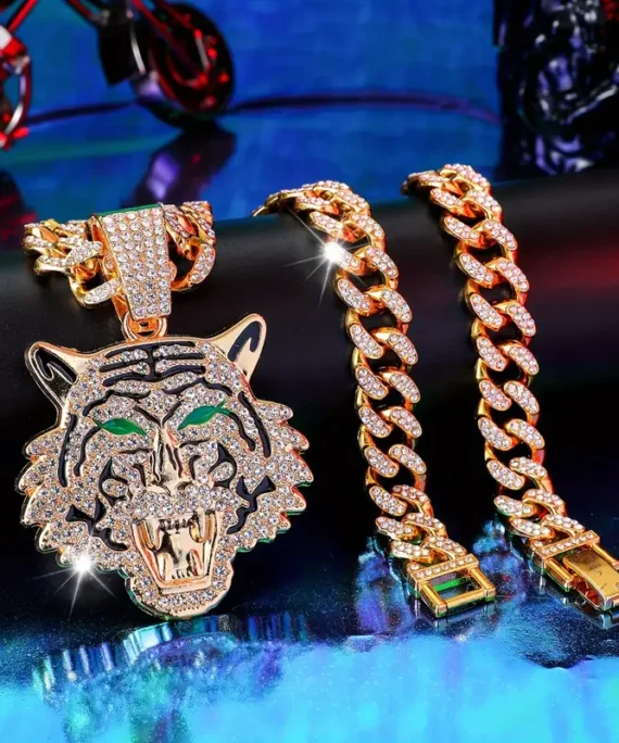 Hip Hop Iced Out Tiger Head Pendant