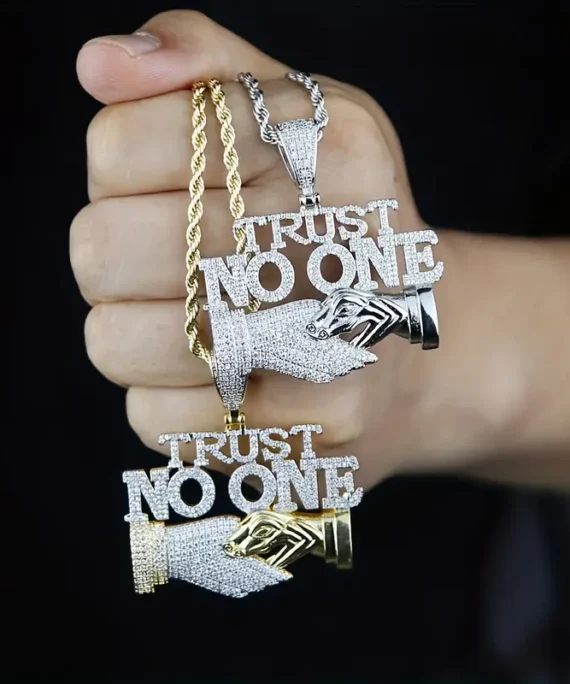 Hip Hop Iced Out CZ TRUST NO ONE Pendant