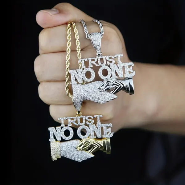 Hip Hop Iced Out CZ TRUST NO ONE Pendant