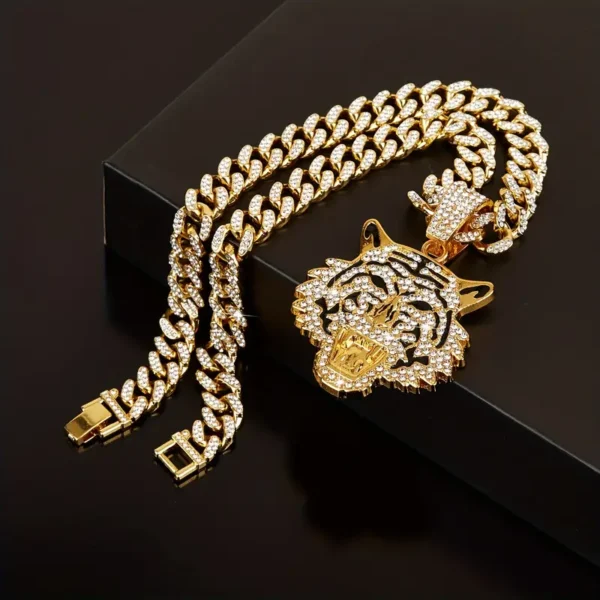 Hip Hop Iced Out Tiger Head Pendant