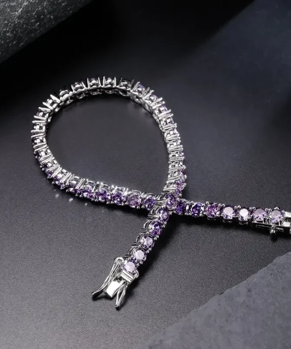 4MM Purple Cubic Zirconia CZ Tennis Bracelet