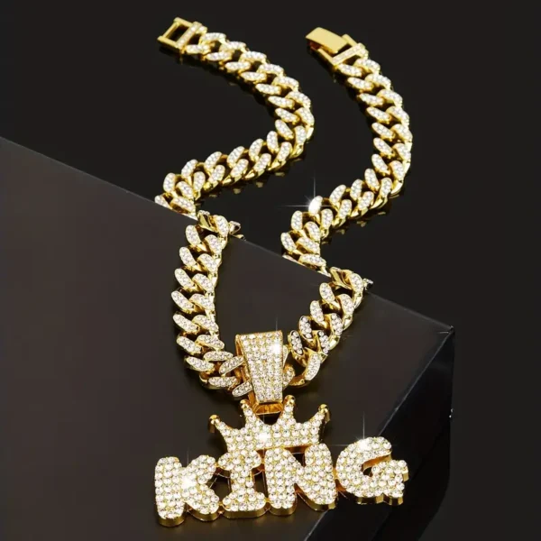 Hip Hop Iced Out Crown KING Pendant