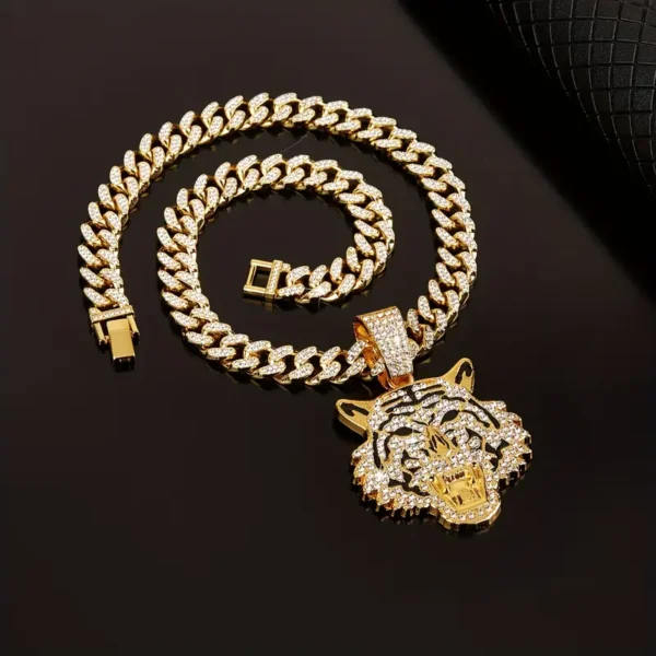 Hip Hop Iced Out Tiger Head Pendant