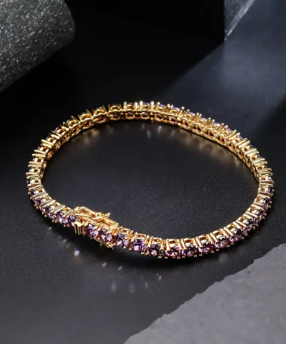 4MM Purple Cubic Zirconia CZ Tennis Bracelet