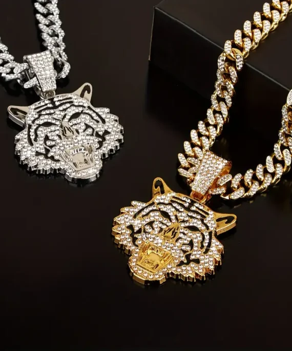 Hip Hop Iced Out Tiger Head Pendant