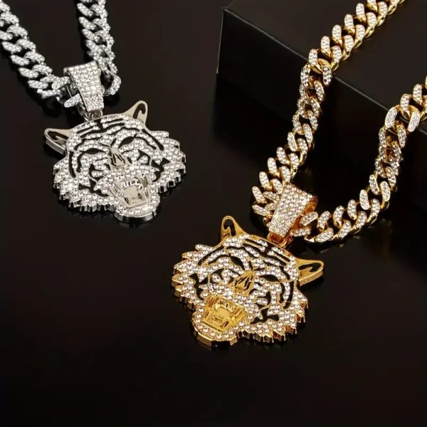 Hip Hop Iced Out Tiger Head Pendant