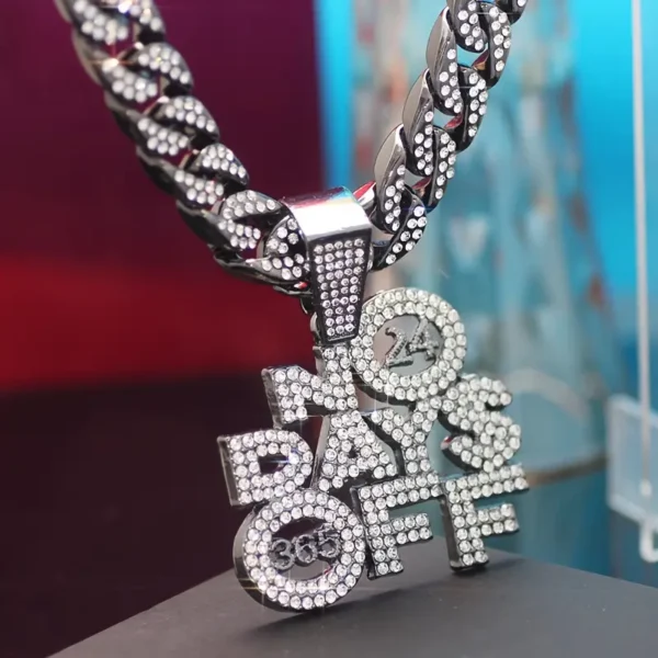 Hip Hop Iced Out NO DAYS OFF Cuban Chain Pendant