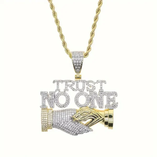 Hip Hop Iced Out CZ TRUST NO ONE Pendant