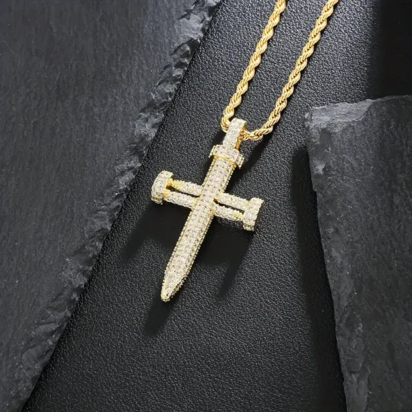 Iced Out Nail Cross CZ Pendant