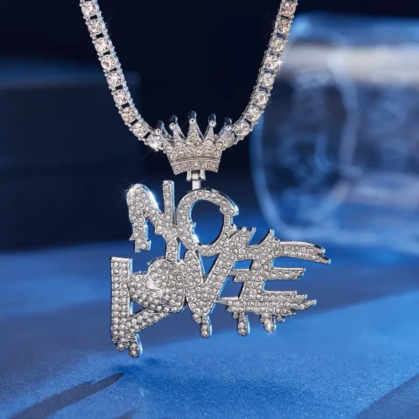 Hip Hop Iced Out No Love Crown Pendant