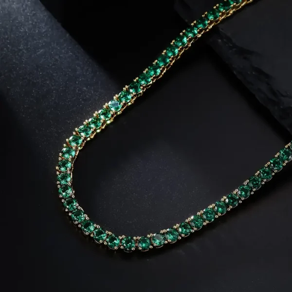 4MM Green Cubic Zirconia CZ Tennis Chain Necklace