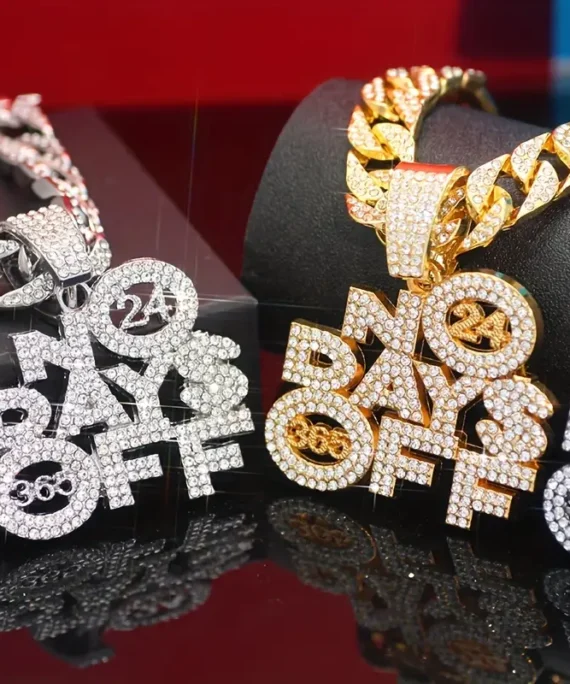 Hip Hop Iced Out NO DAYS OFF Cuban Chain Pendant