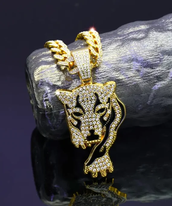 Hip Hop Iced Out Leopard Pendant