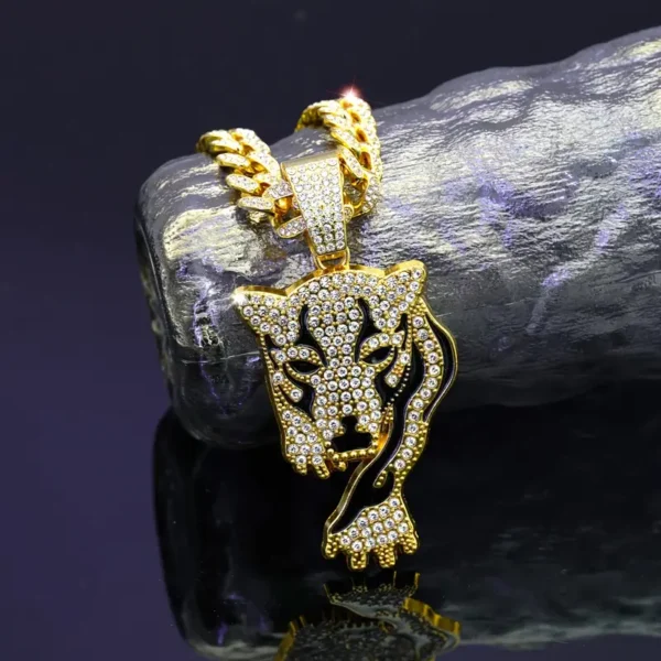 Hip Hop Iced Out Leopard Pendant