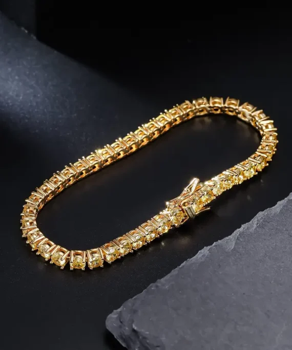 4MM Yellow Cubic Zirconia CZ Tennis Chain Necklace