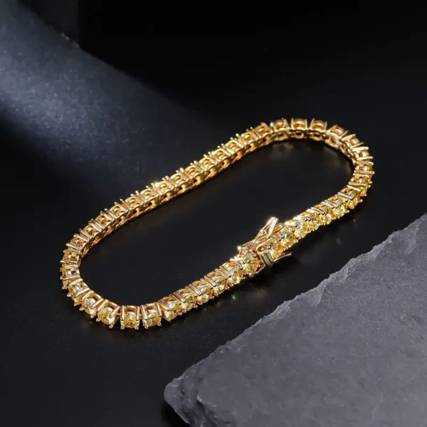 4MM Yellow Cubic Zirconia CZ Tennis Chain Necklace