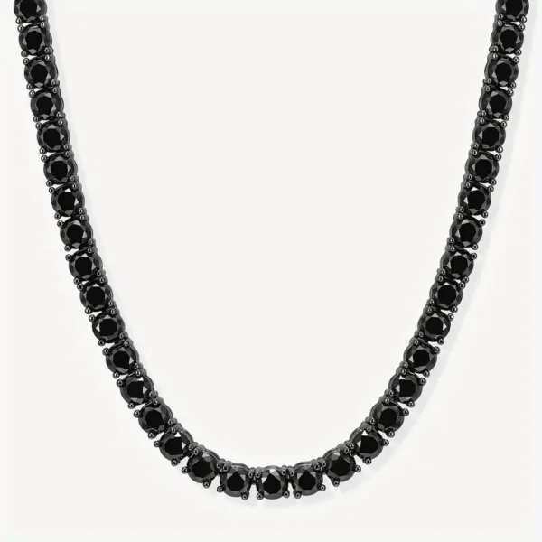 Cubic Zirconia Tennis Black Chain Necklace