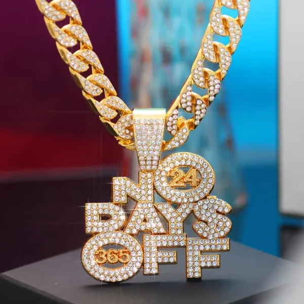 Hip Hop Iced Out NO DAYS OFF Cuban Chain Pendant