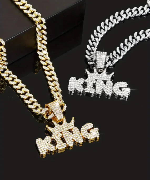 Hip Hop Iced Out Crown KING Pendant