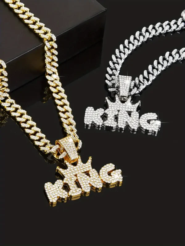 Hip Hop Iced Out Crown KING Pendant