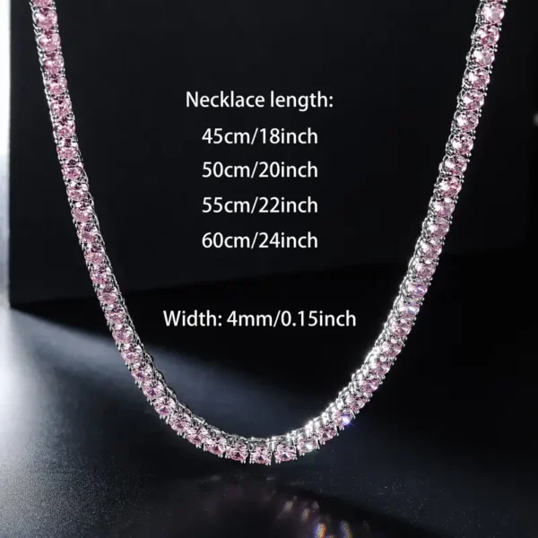 4MM Cubic Zirconia Tennis Chain Necklace