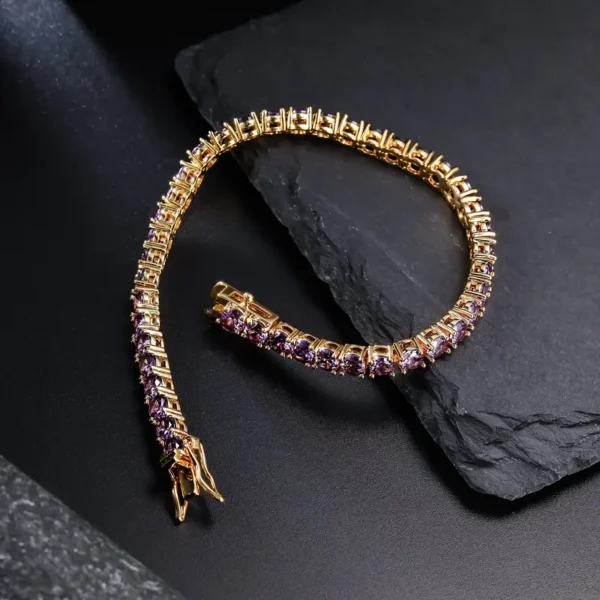 4MM Purple Cubic Zirconia CZ Tennis Bracelet